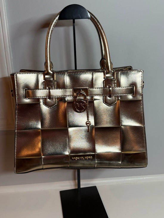 Michael Kors Handbags - Michael Kors Hamilton Medium Metallic Satchel (with callouts)